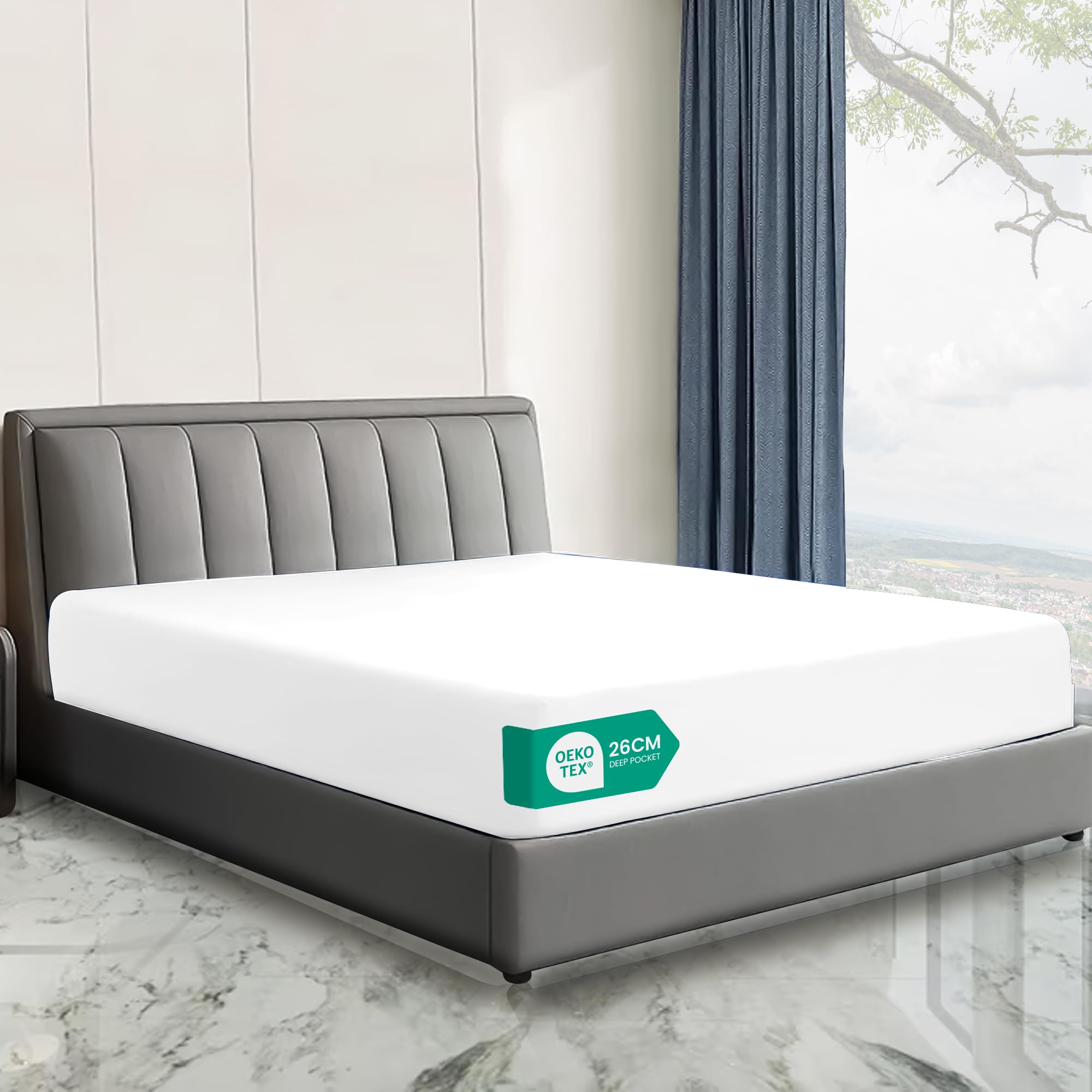 Linen World Hotel Quality 4FT Small Double Fitted Sheet (122×190cm) White – 26cm Deep Pocket Brushed Microfiber Bottom Sheet, OEKO-TEX Certified, Soft & Breathable Easy Care Bed Sheet