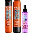 Matrix Mega Sleek Shampoo, Conditioner, & Miracle Creator Set - Controls Frizz Leaving Hair Smooth & Shiny, Nourishes With Shea Butter, For Dry, Damaged Hair, Salon Routine