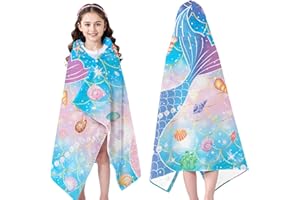 INXENG Kids Bath Towels, Kids Hooded Beach Towel Girls, Hooded Towel for Girls Boys, Soft Bath Towels with Hood for Kids, Towel with Hood for Swin Pool Bath
