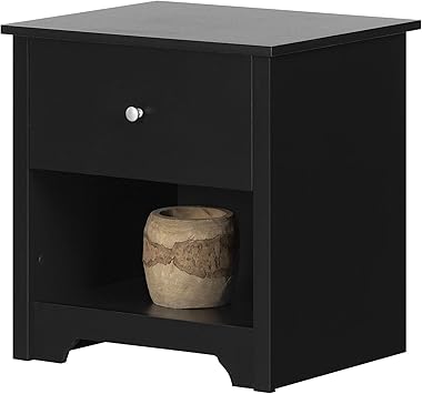 Amazon Com South Shore Vito 1 Drawer Nightstand Pure Black Furniture Decor