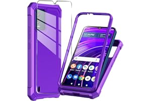 Mocotto for BLU View Speed 5G Phone Case with Tempered Glass Screen Protector,Slim Soft Silicone Full-Body Protective Case for BLU View Speed 5G (Purple)