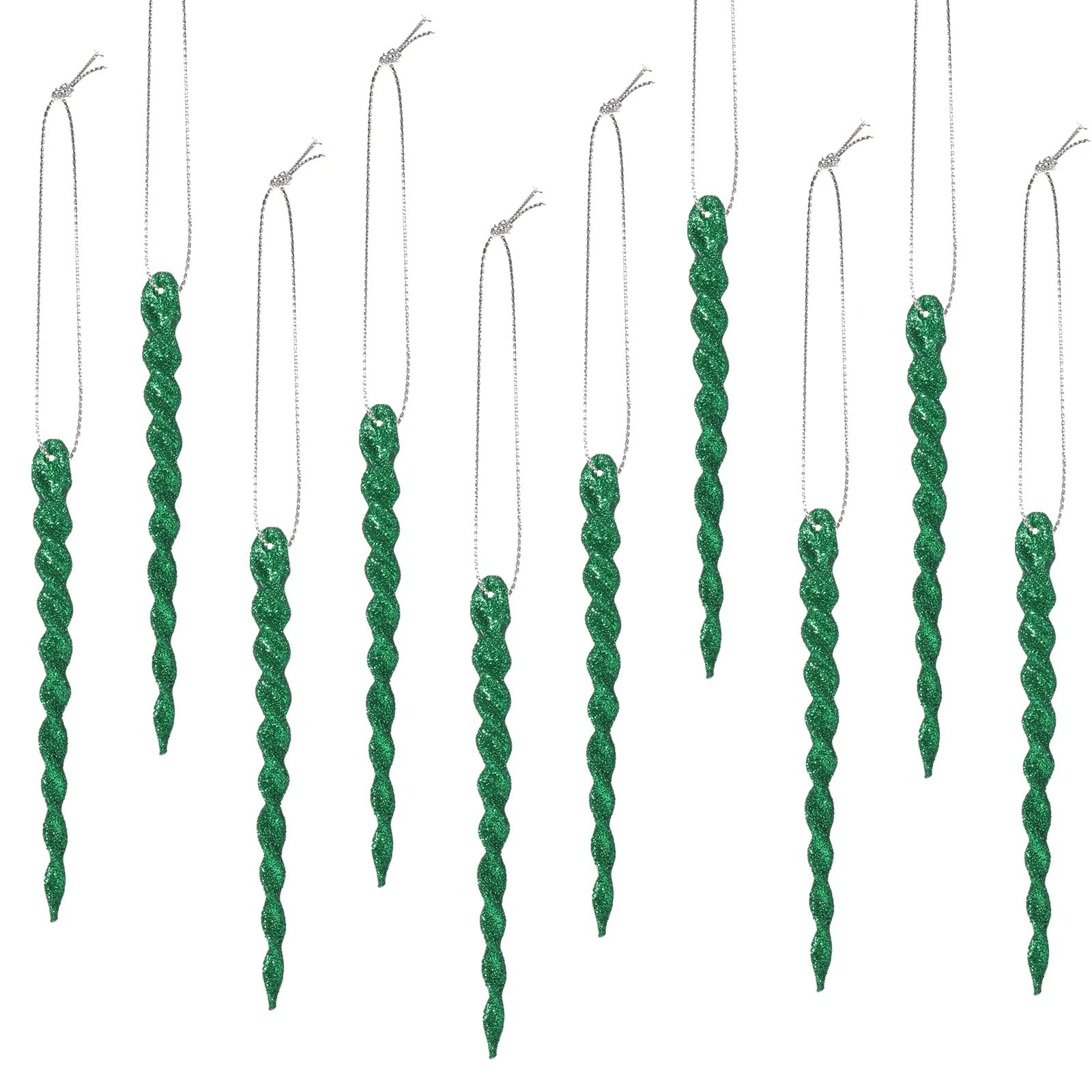 30 Pieces Plastic Icicle Twisted Plastic Icicle Christmas Ornaments Icicle Decoration Christmas Tree and Holiday Xmas Party Wedding Hanging (Dark Green,5.12 Inch)
