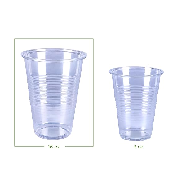 AMAZON BASICS DISPOSABLE CLEAR PLASTIC CUPS, 16OZ, 50 COUNT