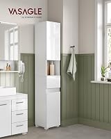 VASAGLE Tall Bathroom Cabinet White BBC560P31 Slim Storage 30x30x170 cm view 3