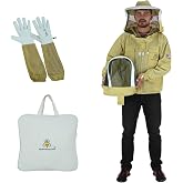 3-Layer Ventilated Mesh Bee Jacket for Men &amp; Women with Veils Sting-Proof Beekeeping Jacket with Leather Gloves &amp; Bag