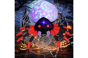 GOOSH 8 FT Width Halloween Inflatables Spider - Blow Up Yard Decorations with Magic Light - Halloween Outdoor Inflatables for Yard Garden Lawn Decor