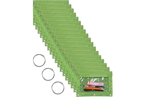 Wodison 18-Packs 3 Ring Pencil Pouch with Clear Window School Classroom Binder Pocket Case Office Stationery Bag Green