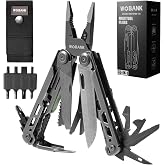 WOBANK 33-in-1 Multitool Pliers, Full-size, EDC Knife, Stainless Steel | Scissors, Damascus Pocket Knife, Nylon Sheath, Screwdriver Sleeve, Survival, Camping, Hiking, Repair, Gift for Men Dad