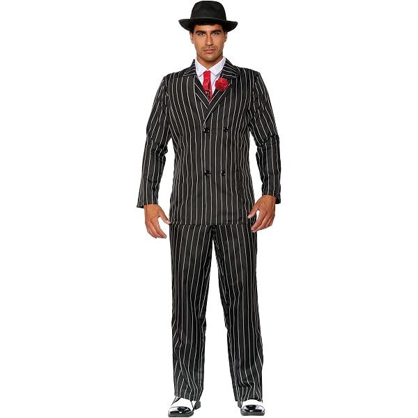Men's Gomez Addams Costume - Adult Pinstripe Gangster Suit For Halloween - Morph Costumes