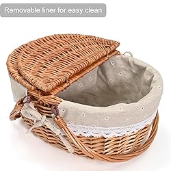 Wicker Picnic Basket with Removable Liner Empty