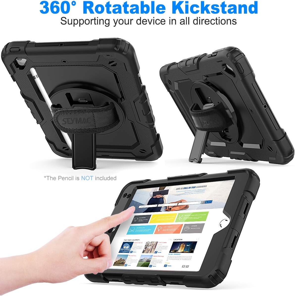 SEYMAC stock Case for iPad Mini 5th/4th Generation 7.9'', Full-body Protective Case with Screen Protector, Pencil Holder - Image 4