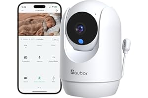 AUBOR 2K Smart Baby Monitor with Camera and Audio,5G/2.4G WiFi Baby Monitor with Night Vision,Temp & Humidity Sensor,Cry & Motion,2-Way Audio,Indoor Outdoor Baby Monitor with APP-White