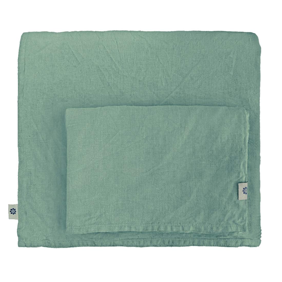 Linen & Cotton Duvet Cover Set ALICIA, 100% Stonewashed Linen - KING (230 x 220 cm), Mint Green