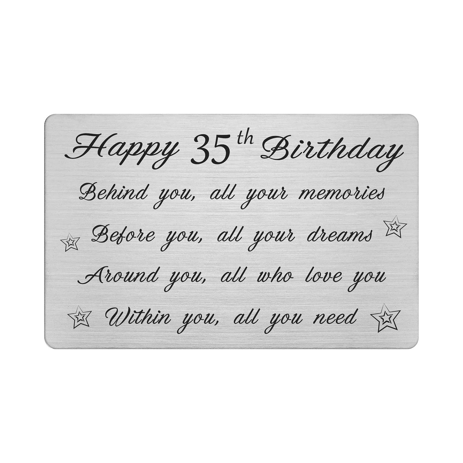 FALOGI Happy 35th Birthday Card - Behind You All Your Memories - 35 Year Old Birthday Gifts for Men Women Personalised Engraved Wallet Card