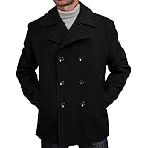 BGSD Men Mark Classic Wool Blend Double Breasted Walking Pea Coat (Also available in Big and Tall and Short)