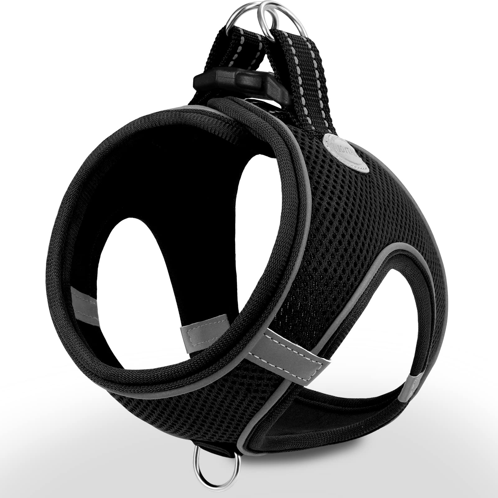 Joytale Step in Dog Harness,Soft Mesh Reflective Breathable Vest Harnesses,Easy Walk Harness with Safety Buckle for Cat,Puppies and Extra Small Dogs,XXS,Black