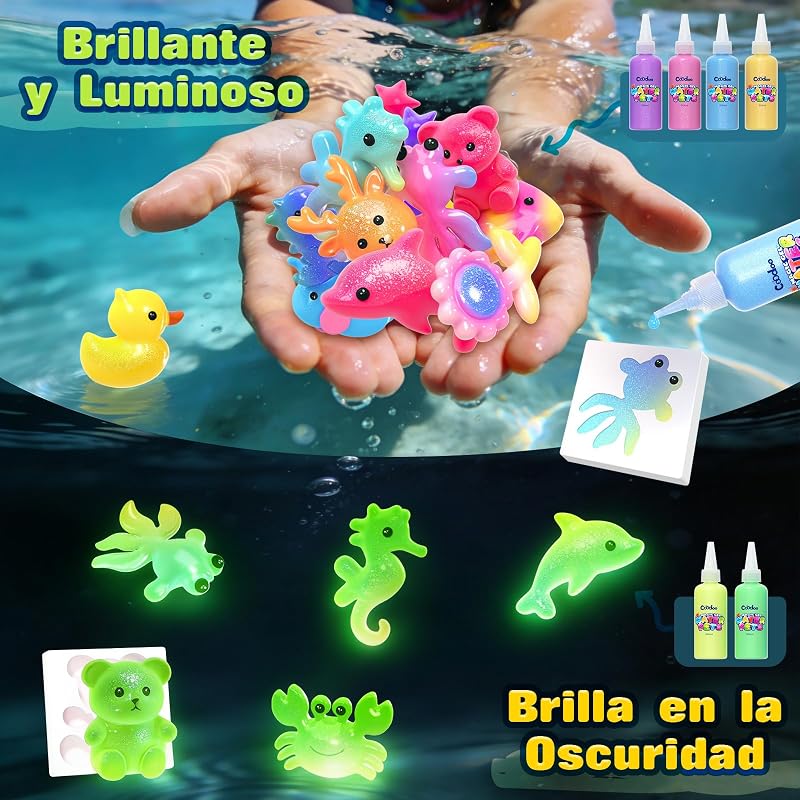 Aqua Gelz Set, Juguete de Gel de Agua Mágico 3D DIY, Juego Magic Gel Kit con 12 Colores y 12 Moldes, Regalo de Juguete Creativo para Niños, Juego Educativo STEM para niños 4-6 4-8 8-12 — foto 3 de 7