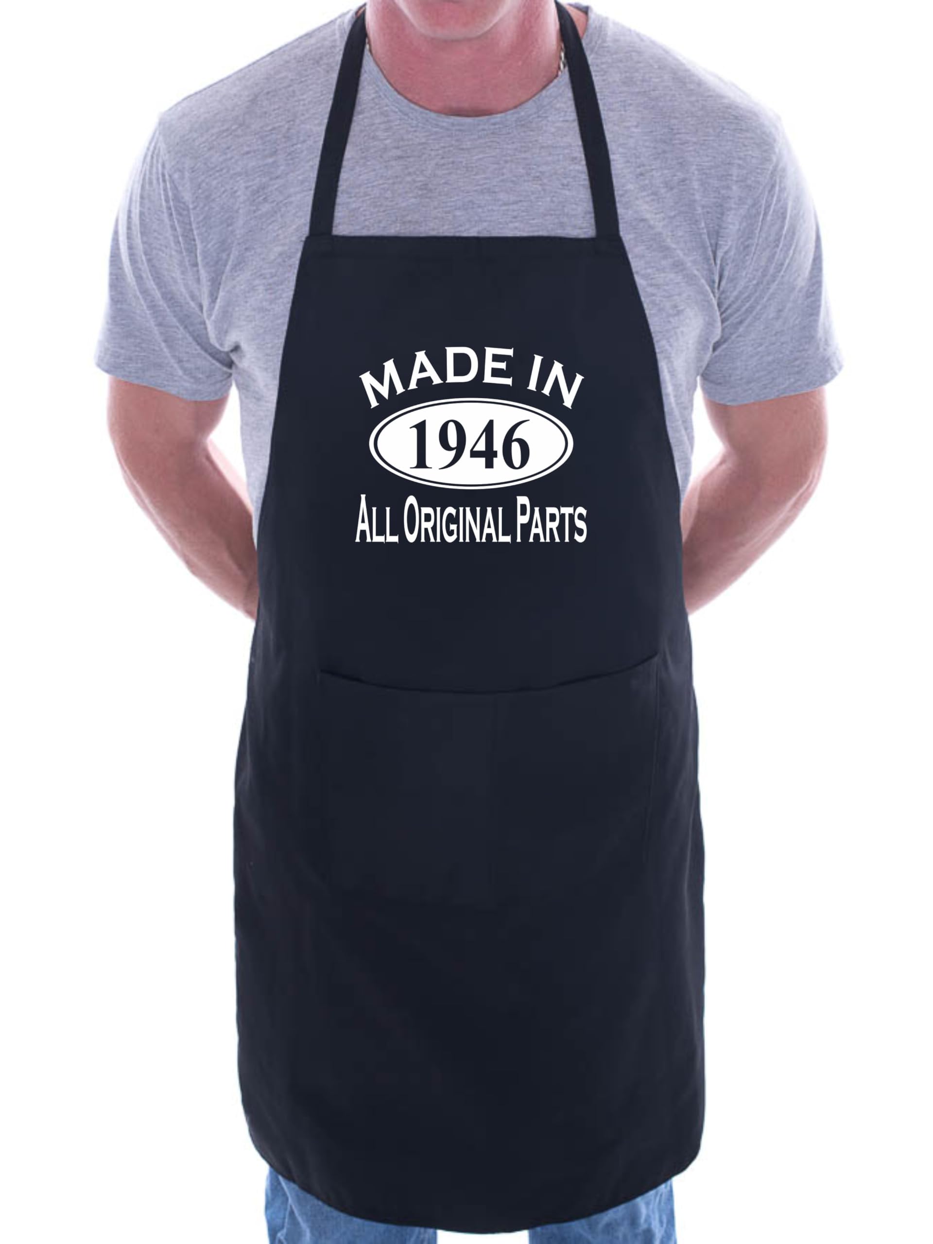 Print4U Made In 1946 80th Birthday BBQ Cooking Funny Novelty Apron Black