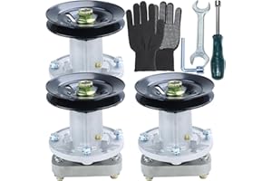 BOSFLAG 3 Pack Pre-Greased GY20785 Spindle with M155979 Pulley Replaces GY20785, GY20050 for John Deere L120, L130 Lawn Tractor, Scotts L2048, L2548 48-inch Mower Deck