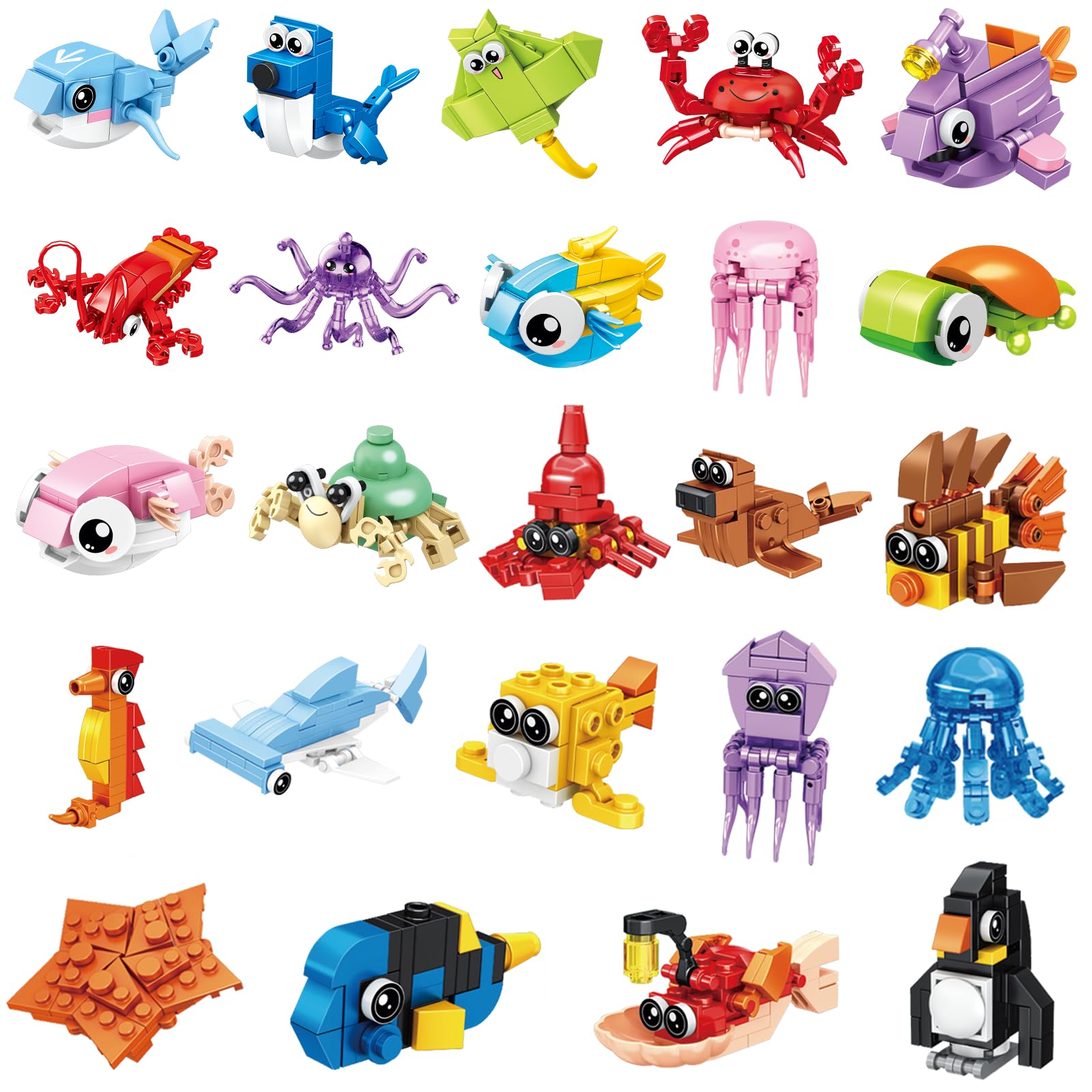 BRICHBROW Party Favors for Kids - 24 Pack Animals Building Blocks for Goodie Bags Stocking Stuffers Classroom Prizes Birthday Gifts Toy Building Sets for Kids 6-12yrs