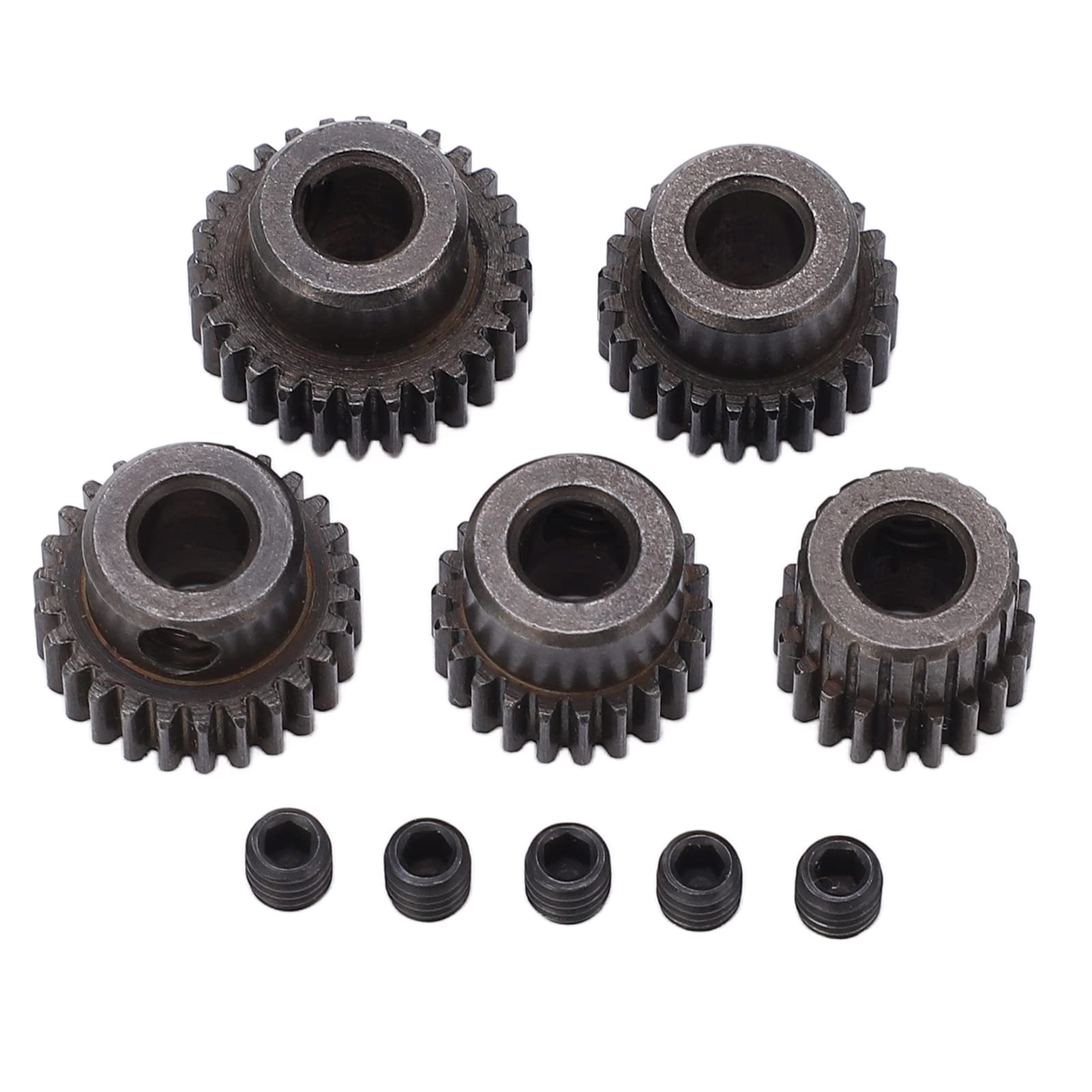 SPYMINNPOO RC Motor Gear, 5PCS 48DP Motor Gear 5mm Shaft Hole 20T 22T 24T 26T 28T Gear Pinion Compatible with Monster 1/10 RC Truck Model Toys Car Model Accessories