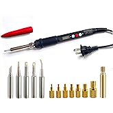 ShineNow 60W Digital Soldering Iron Heat Set Insert Tool with Extra Soldering Tips and Heat Set Insert Tips