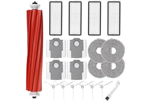 Fixbetter Accessories Kit for Roborock Qrevo S/QRevo MaxV/QRevo Pro Robot Vacuum Cleaner Replacement Parts. 1 Main Roller Brush, 4 Hepa Filters, 4 Mop Pads, 6 Side Brushes, 4 Dust Bags, 1 Brush