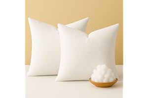 HEIRLOOM COMFORT Square Pillow Inserts (Pack of 2, 16"x16", White, Polyester) - Indoor Decorative Throw Cushions for Sofa, Bedroom & Lounge - Plush Back Support & Home Décor Accent