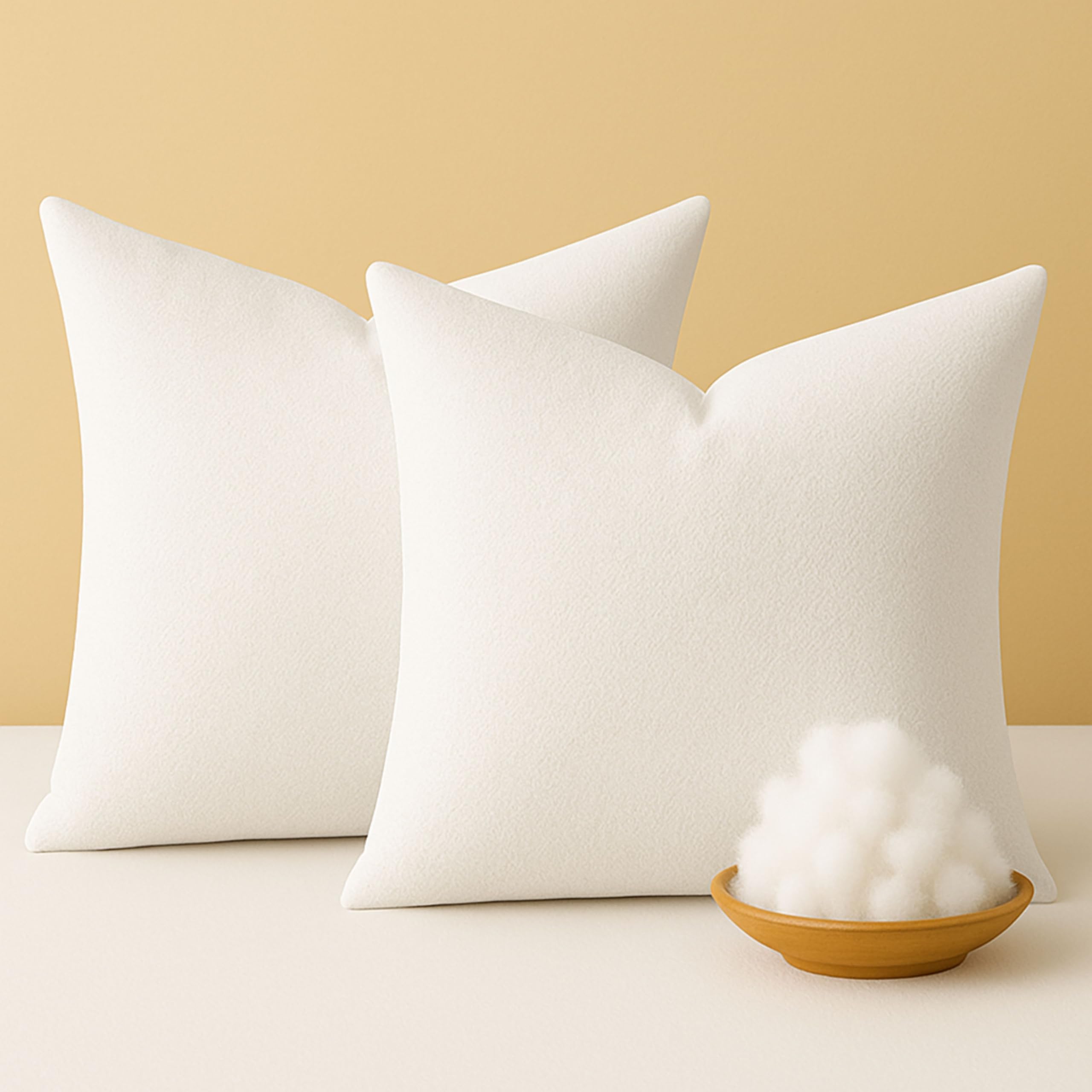 Photo 1 of ***MISSING ONE PILLOW*** HEIRLOOM COMFORT Square Throw Pillow Inserts (Pack of 1, 12"x12", White, Polyester) - Fluffy Decorative Cushion Fillers for Couch, Bed & Chair - Perfect for Styling, Back Support & Everyday Comfort