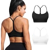Buauty Sports Bras for Women, Y Back Spaghetti Strap Low Impact Workout Bra with Removable Padded Cups for Yoga Running Gym