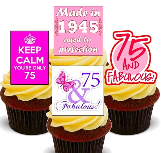 75th cumpleaños hembra - Cupcake - stand-up comestibles oblea ...
