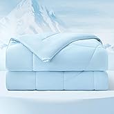 Bedsure Cooling Comforter Queen Size - Cooling Blankets for Hot Sleepers, Lightweight Comforter for Summer with Dual-Sided Cool Tech, Soft Breathable Cold Blanket for Sleeping, Blue, 88x88 Inches