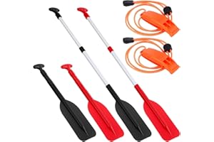 Realspring 2 Pcs Emergency Telescoping Paddle, 21.5 Inch to 41.7 Inch Collapsible Kayak Oar with 2 Pcs Emergency Whistles Safety Boat Accessory for Boating Fishing Rescue