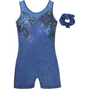 beautyin Gymnastics Leotards for Girls Sparkly Dance Outfits Biketards | Sleeveless, One Piece, Hair Scrunchie, Breathable Fa