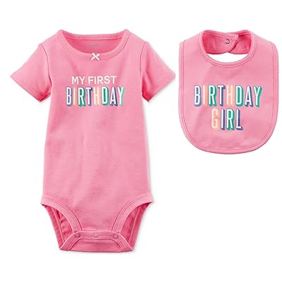 My First Birthday Carter S Baby Girls Outfit Pink Bodysuit And