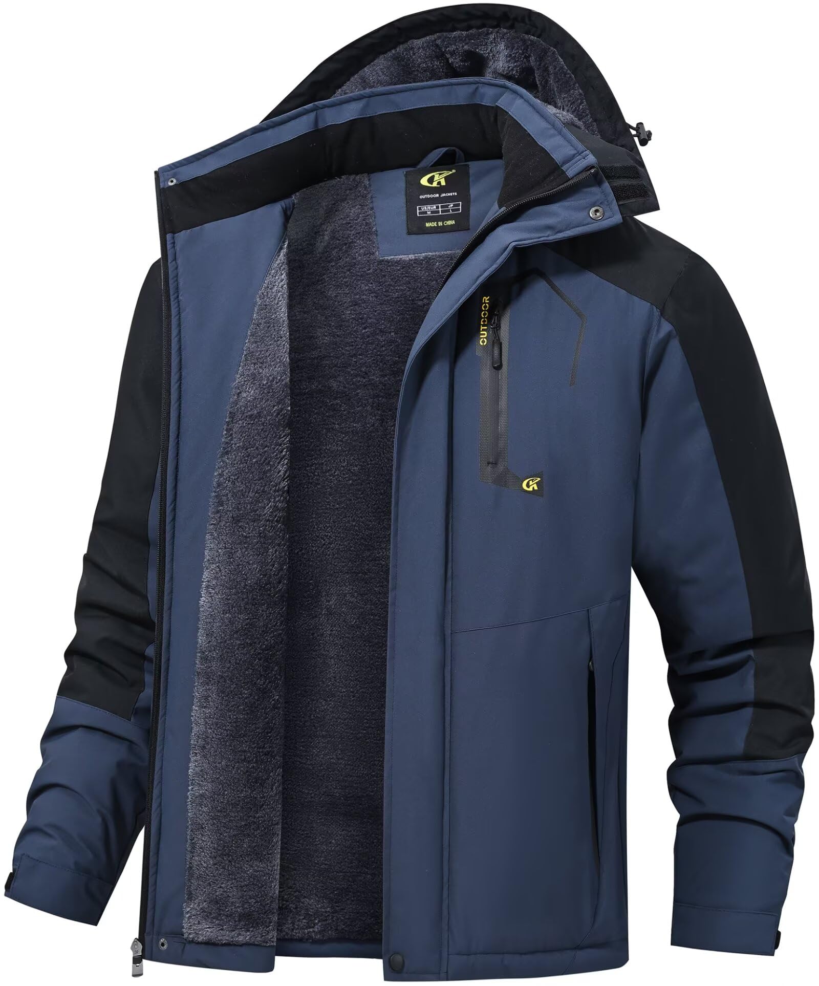 QPNGRP Men's Waterproof Ski Snowboard Jacket Winter Windproof Snow Coat Navy-Black 3X-Large Image