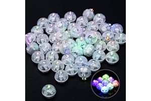 XTHUGE 50pcs Mini Round Flash LED Ball Lamp Balloon Light,Long Standby Time Ball Balloon Lights for Paper Lantern Party Wedding Decoration，Party Birthday,Festival Decorative Lights(Multicolor)
