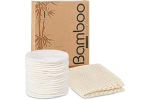 20 Packs Organic Reusable Makeup Remover Pads, Washable Bamboo Cotton Rounds for All Skin Types with Cotton Laundry Bag