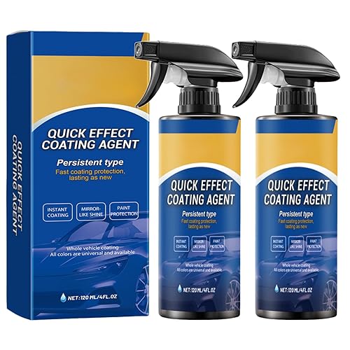 2PC Advanced Car Quick-Acting Coating Agent Spray, 3 in 1 High Protection Quick Effect Coating Agent, 2025 New Ceramic Coating Spray,Multifunctional Coating Renewal Agent for Cars (2pcs*120ml)