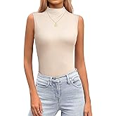 JUSTFASHIONNOW Mock Turtleneck Sleeveless Tops Stretchy Relax Fit Casual 2026 Summer Layer Tank Top
