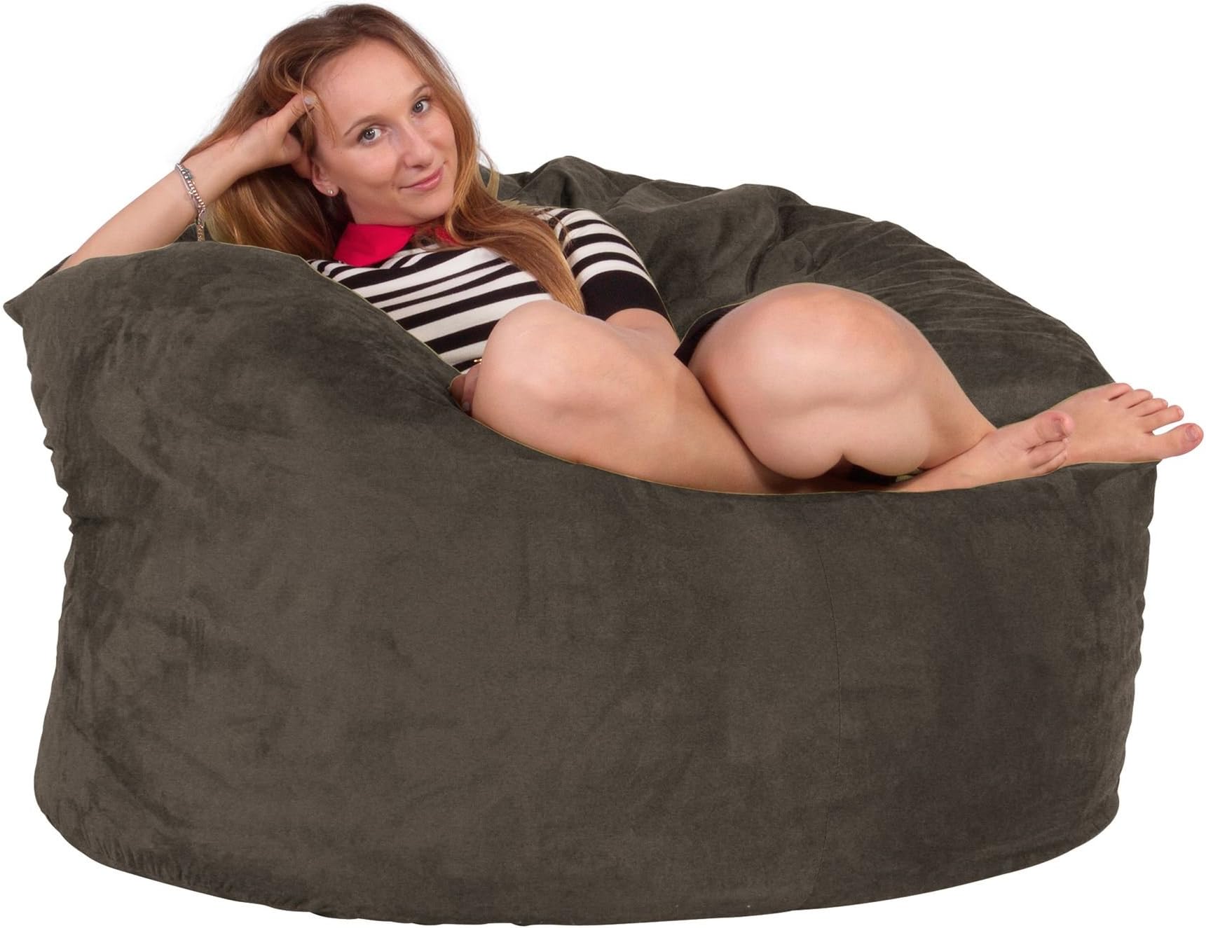 Lounge LizardT MEMORY FOAM Bean Bag Chair – Huge Beanbag, Velour, Large Sofa, Chill Mattress, UK - Charcoal Grey