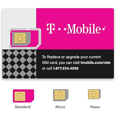 (2 Pack) Authentic Official T-Mobile SIM Card Micro/Nano/Standard GSM 4G/3G/2G LTE Prepaid/Postpaid Starter Kit Unactivated Talk Text Data &amp; Hotspot