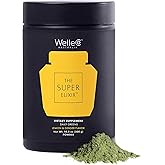 WelleCo The Super Elixir Daily Greens Powder, Probiotic Drink Mix with Whole Foods, Gluten Free, Vegan Gut Health Powder, Energy, Immunity, Healthy Skin, Hair & Nails (300g, Lemon Ginger)