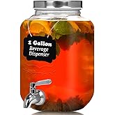 Moretoes 1 Gallon Glass Drinks Dispenser for Parties | Beverage Dispenser for Juice and Iced Tea, Airtight Sun Tea Glass Jar for Outside, Party Beverage Pitcher with Spout
