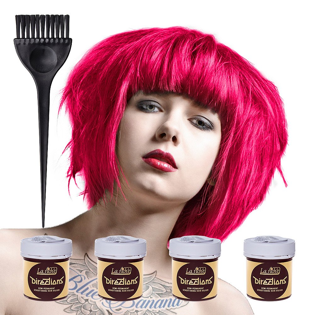 4 X La Riche Directions Semi-Permanent Hair Color 88ml Tubs - Tulip