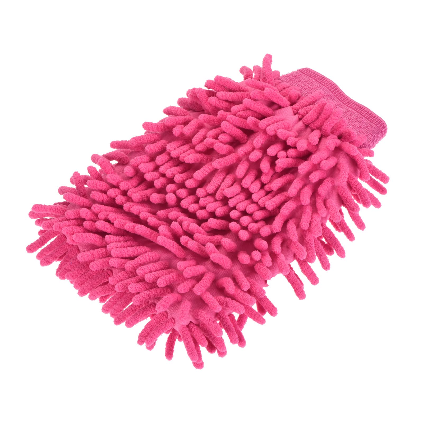 M METERXITY Microfiber Chenille Wash Mitt - Double Side Reusable Gloves for Cleaning, Scratch-Free, Apply to Car Cleaning, Kitchen (8.66 x 5.9'', Pink)