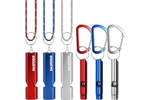 Owldacious Emergency Whistle Set – 6 Aluminum Whistles, 3 Paracord Lanyards, 3 Carabiners for Camping, Hiking, Fishing, Hunting & Survival. Loud Safety Rescue Signaling for Marine Boat Lifeguard