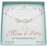 Mom and Baby Elephant Sterling Silver Necklace | 18" Cable Chain | Handmade Jewelry | New Mom Gift