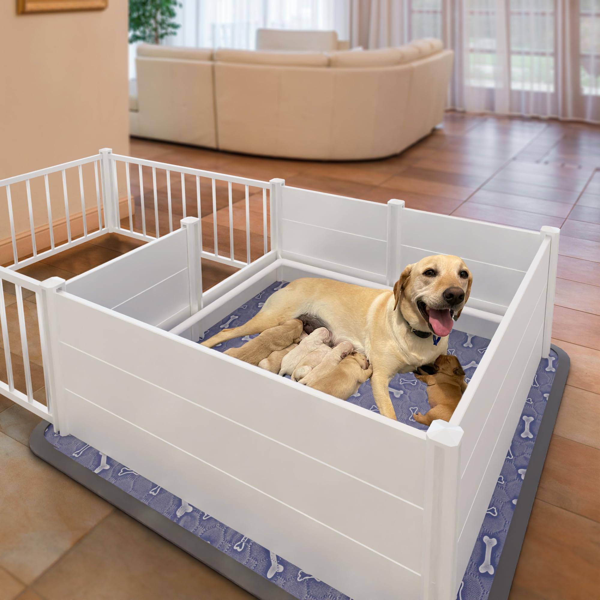 Photo 1 of ** NO INSTRUCTIONS**
EXROO Whelping Box,Whelping Box for Dogs with Washable Puppy Pads, Double Rooms Whelping Pen for Large Breed Dogs,Indoor Whelping Kit for Puppies Birth,White,96"x48"x19.5"
