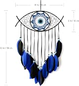 Dremisland Evil Eye Dream Catcher Blue Macrame Wall Hanging Decor view 5